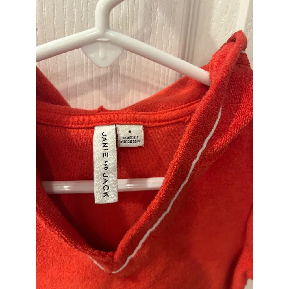 Janie and Jack Girls Red Terry Cloth Hooded‎ Swim Cover Up Dress Size 5 k7008